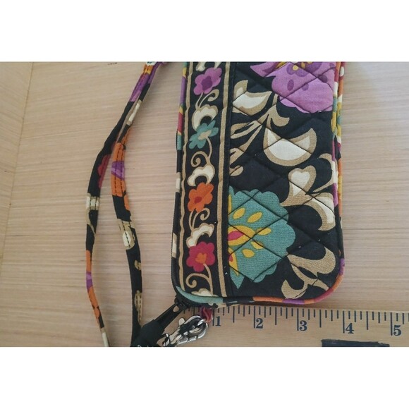 Vera Bradley Zip Wristlet Wrist Wallet Floral Small Quilted Logo Keychain Strap - Picture 12 of 13